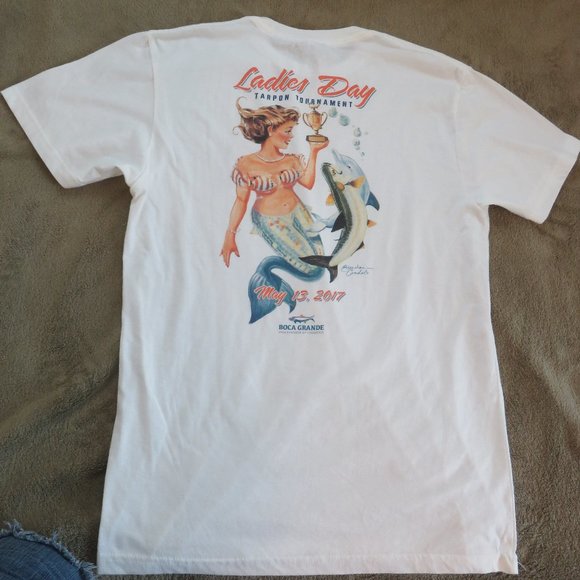 Original Brendan Coudal Design Mermaid 1917 Official Tarpon Tournament Promo Tee - Picture 1 of 9
